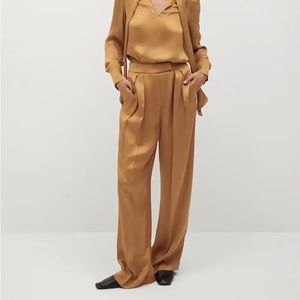 Mango Satin Trousers with Pleat Detail